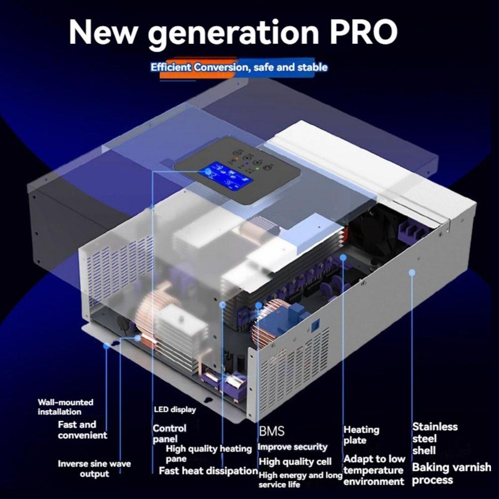 Солнечный инвертор DAXTROMN 5500W, 1-фазный, 5000 Вт чистая синусоида, макс. 100A MPPT, макс. 500 В постоянного тока PV вход
