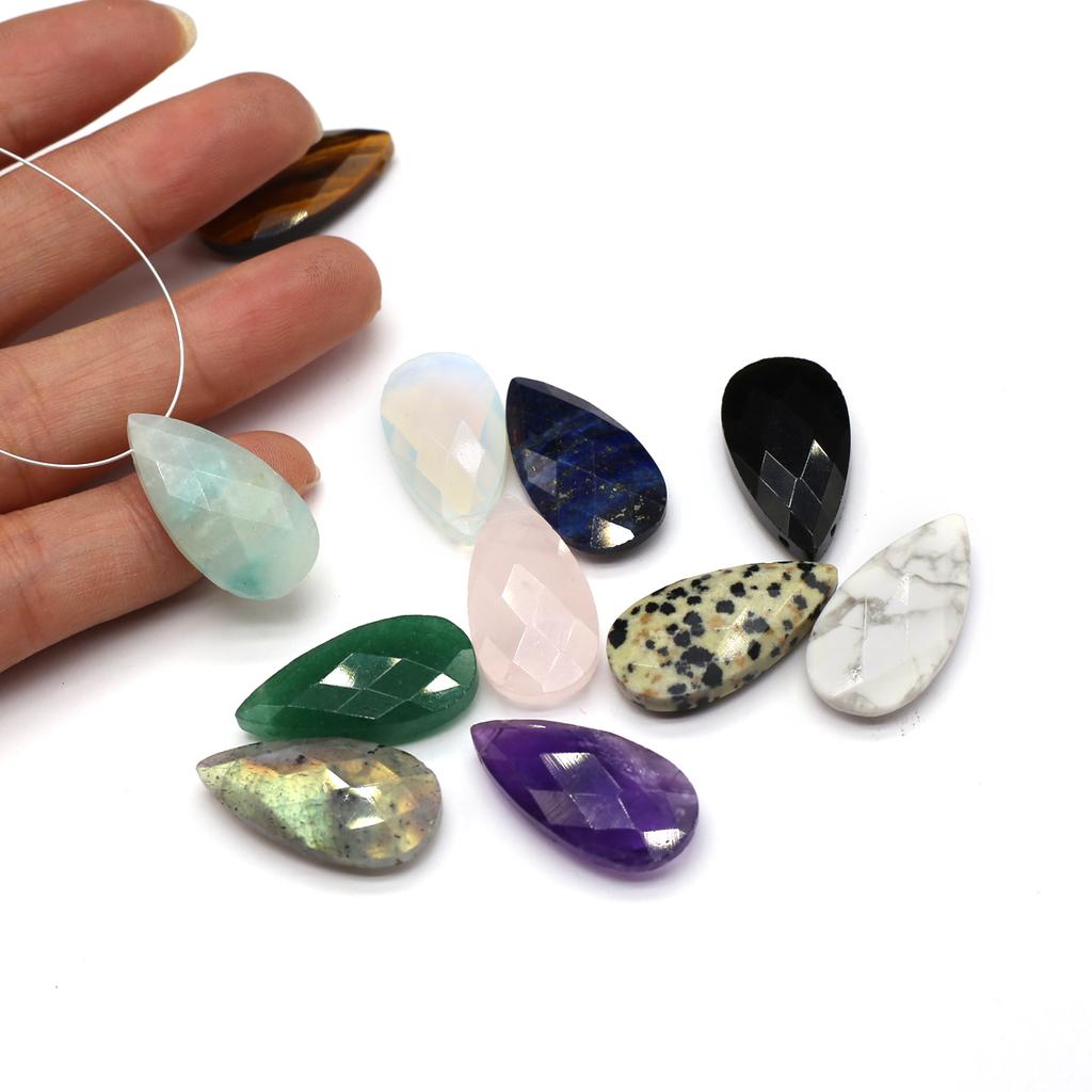 1Pc, Reiki Healing Crystal Energy Gemstone Charms, Faceted Natural Stone Drop Pendant for Women Men, DIY Halloween Christmas Necklace Accessories