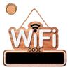 [R3366] - Brown 'Wifi Code' Wooden Plaque - 20x14 Cm