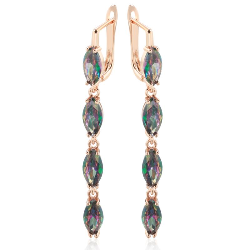 Geometric Colorful Zircon Tassel Women Dangle Earrings Gold Plated Trendy Jewelry