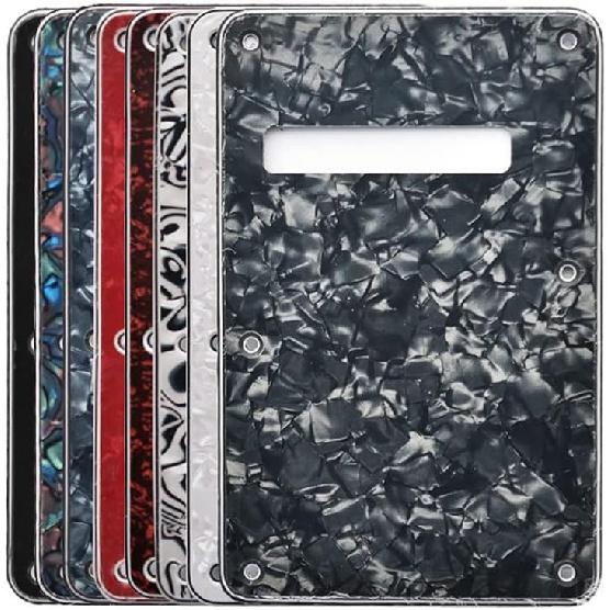 Shengsui Strat Pickguard Tremolo Cavity Cover Backplate for Standard Strat/Stratocaster Modern Style Electric Guitar 3Ply Black