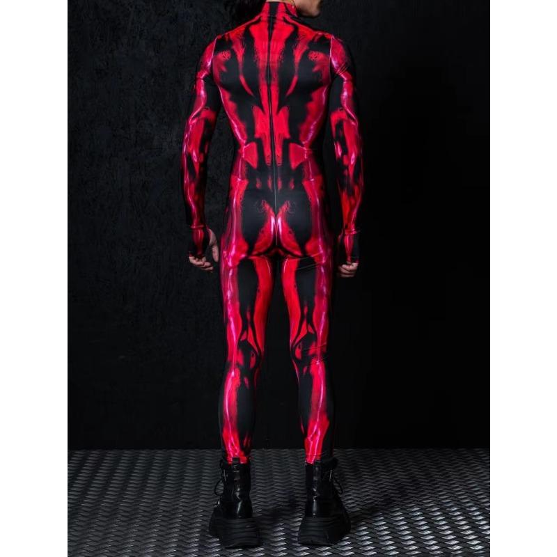 Колготки на Хэллоуин с 3D-цифровой печатью для взрослых, цельный костюм для косплея, мужской сценический комбинезон для танцевальной вечеринки
