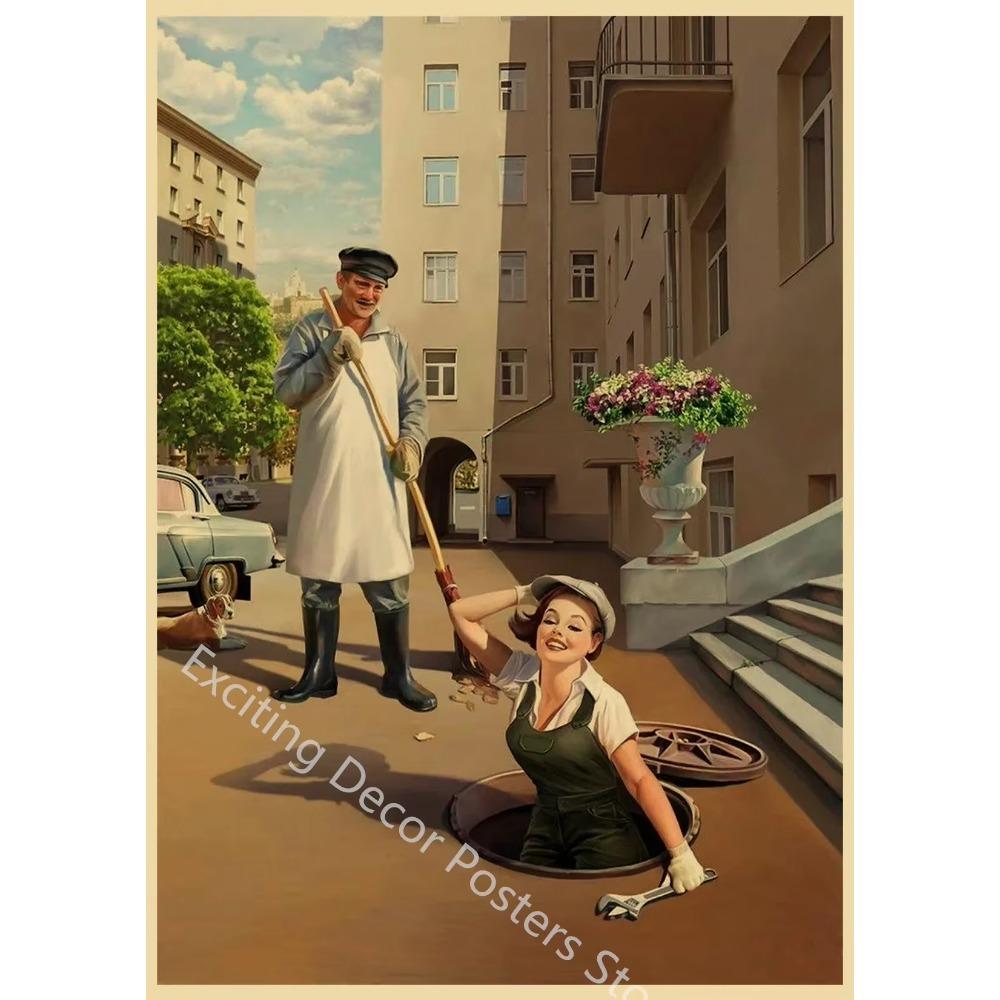 Бывший Советский Союз Сталин СССР CCCP Pin Up Girls Пропагандистские плакаты Главная Комната Бар Украшения Настенная Наклейка Искусство Живопись