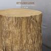 Tree Stump End Table Round Concrete Side Table For Indoor And Outdoor Use Natural Wood Effect