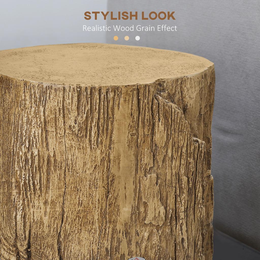 Tree Stump End Table Round Concrete Side Table For Indoor And Outdoor Use Natural Wood Effect