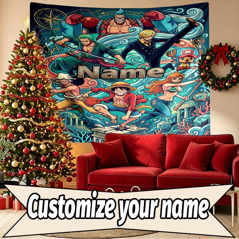 Custom Name Personalized ONE PIECE Print Tapestry, Wall Art Decor, Bedroom, Dorm, Apartment, LivingRoom, Party Backdrop, Gift for Birthday