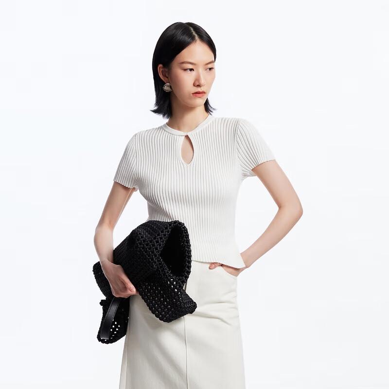 VEROMODA Hollow-Out Twist-Knot Knit Short-Sleeve Top