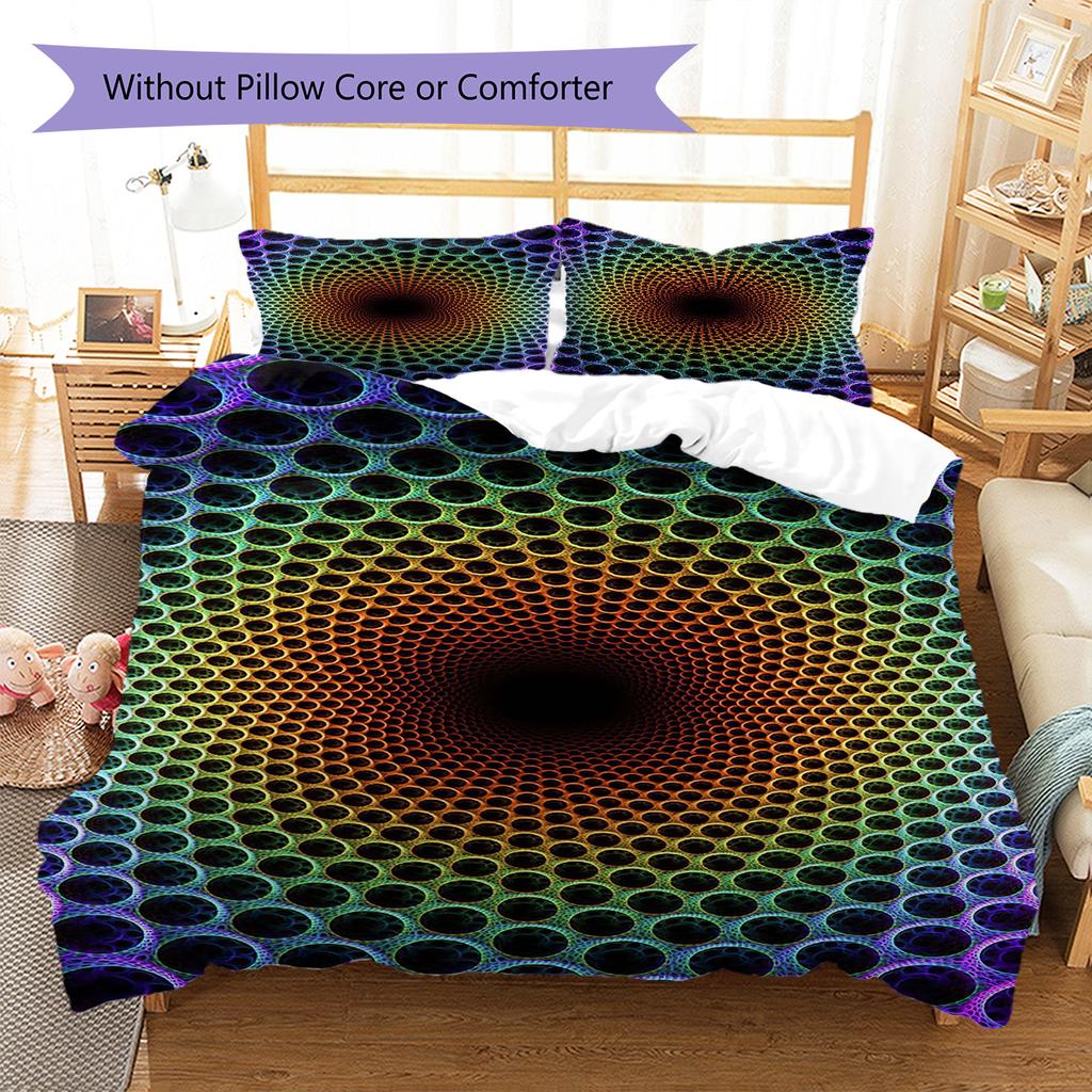 3D Vison Pattern Bedding Quilt Set Quilt Cover Pillowcase Home Decoration Gift (1 * duvet cover + 2 * pillowcase, without core)