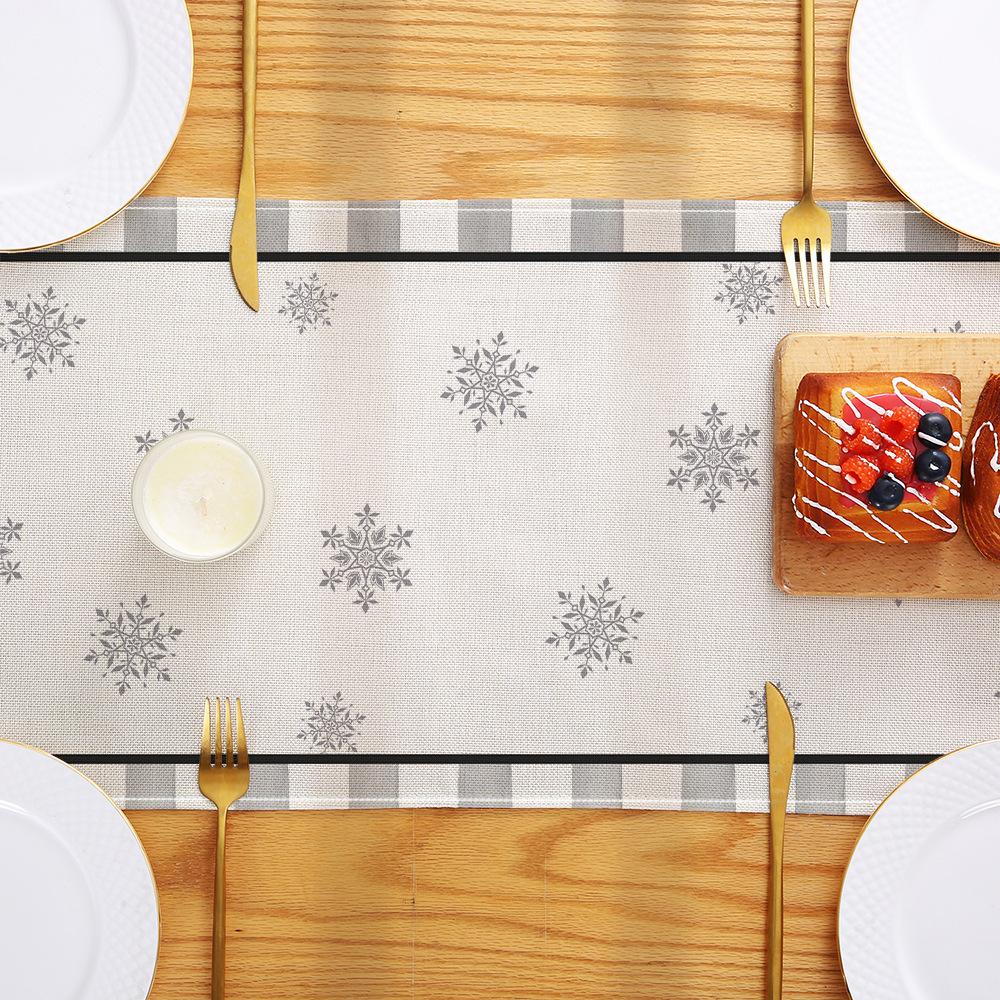 Christmas Printed Table Flag Kitchen Table Festive Decoration Small Tablecloth Linen Table Cloth