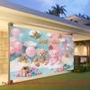 2D flat banner 1 piece per pack featuring a boy/girl baby gender reveal theme with bears balloons and clouds
