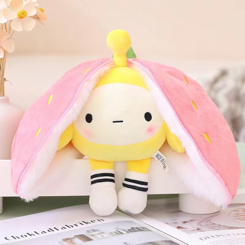 Strawberry Turned Into A Doll Plush Toy Childrens Sleeping Pillow Childrens Girls Birthday Christmas Gift Rabbit Bee Doll