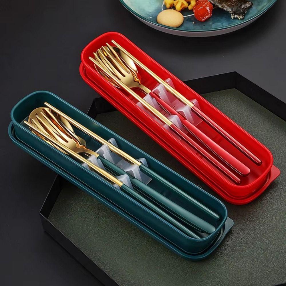 3 in 1 Tableware Set Stainless Steel Travel Flatware Durable Travel Cutlery Set  Outdoor