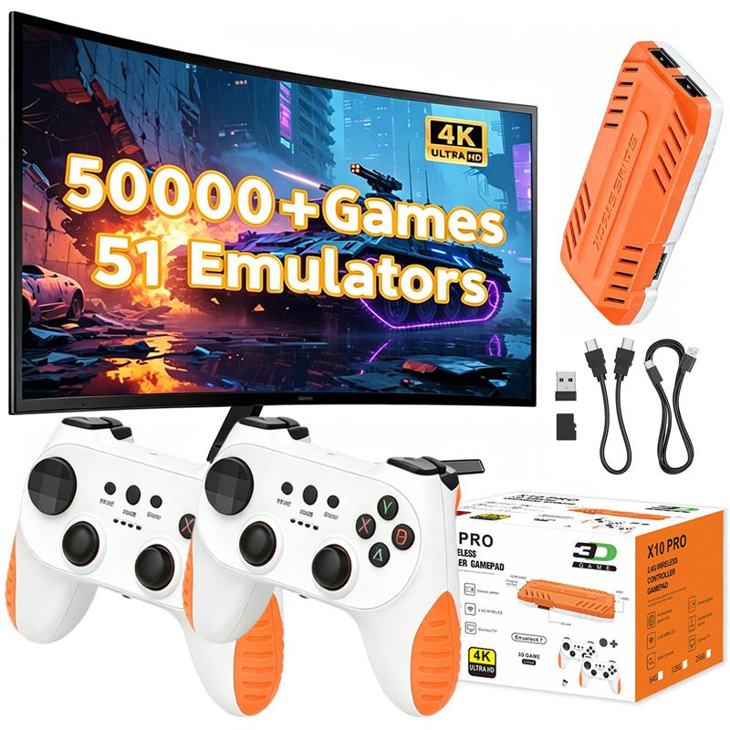 Новая игровая приставка X10 PRO с 128 ГБ и более 50000 ретро-игр, портативная игровая консоль для ТВ с беспроводными геймпадами, HD-выход для видеоигр, Подарок