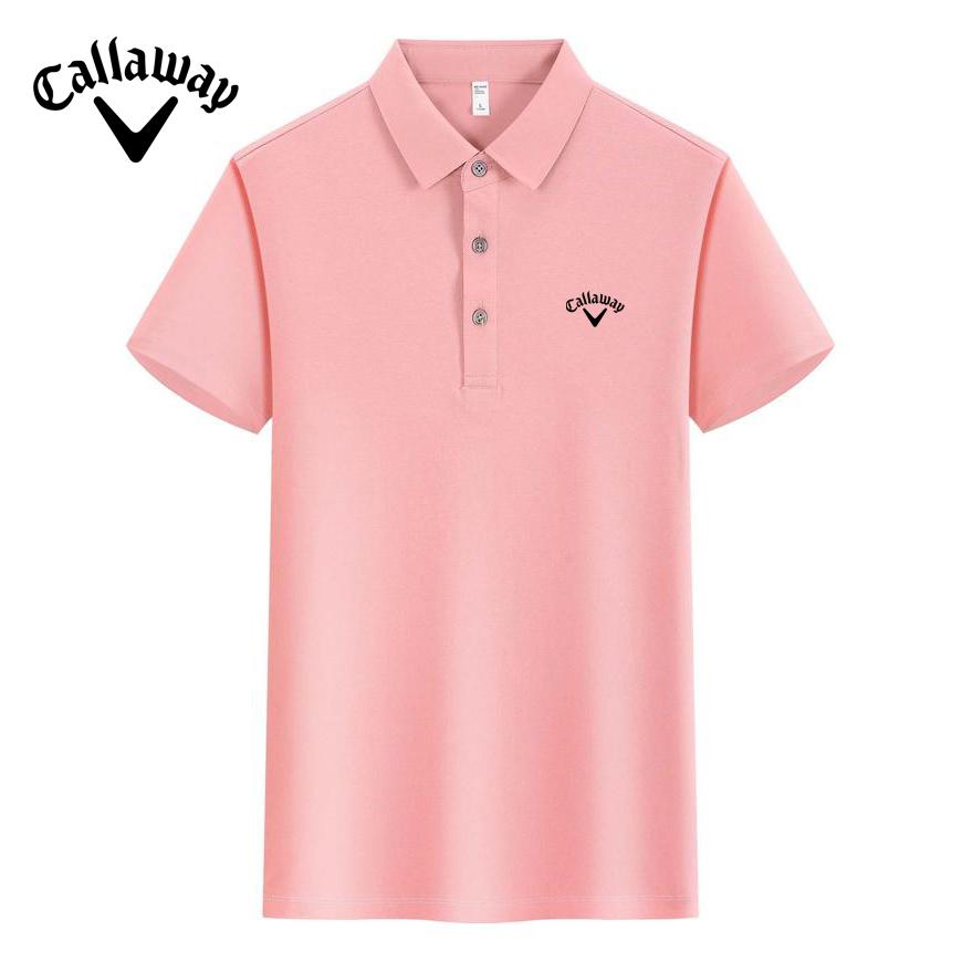 Callaway 2025 Лето Мужская и женская Деловая Повседневная Вышивка 7A Антибактериальная Холодная Ощущение Тела Хлопок Однотонный Воротник Рубашка Поло