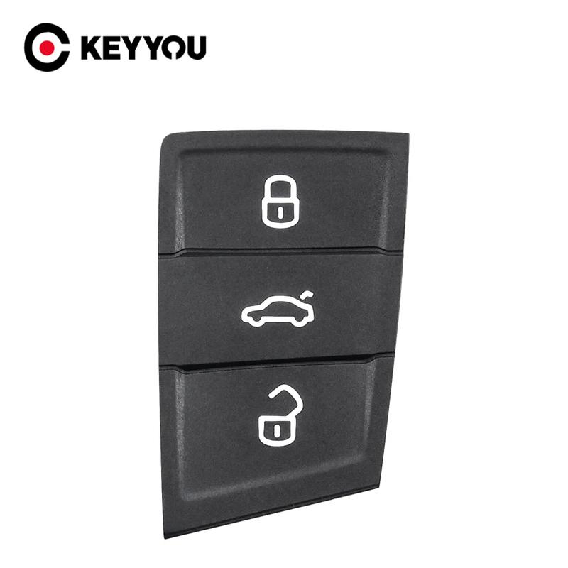 KEYYOU 10PCS 3 Buttons Rubber Car Remote Key Pad For Volkswagen VW Golf 7 4 5 Mk4 6 For Skoda Octavia For Seat Leon Ibiza Altea