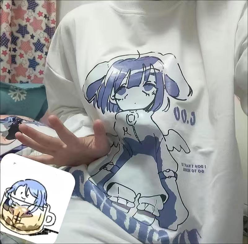 Kawaii аниме большие толстовки для женщин японский Harajuku милый мультфильм принт пара толстовка с капюшоном осень