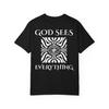 God Sees Everything T-Shirt | Minimal Eye Graphic Tee, Gothic Streetwear