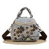 Ethnic Style Handmade Flower Canvas Women'S Small Tote Bag 2025 Summer Shopping Crossbody Shoulder Bags Casual Retro Female Handbag