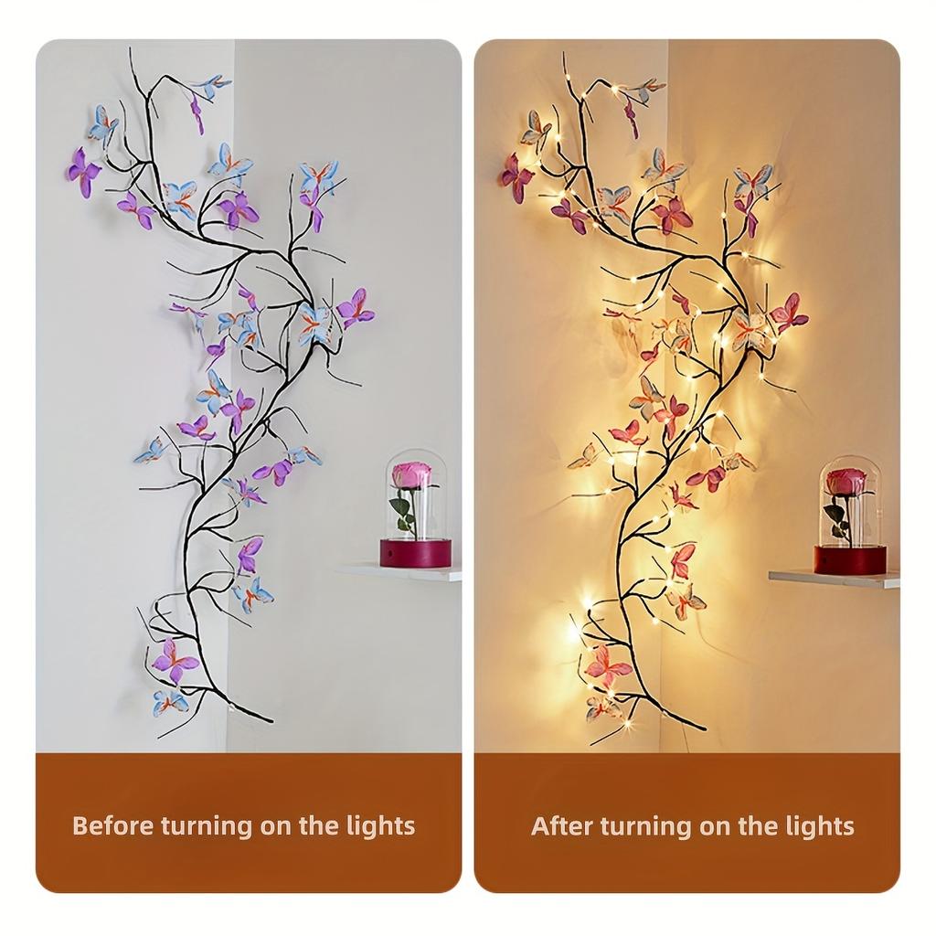 48/96 светодиодов Гирлянда 'Бабочки' Искусственные растения Ветки дерева 8 режимов Настенные светильники 'Бабочки и цветы' Украшение Рождественские подарки