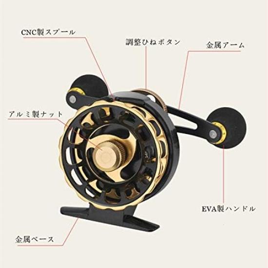 Black Porgy Reel for Raft Drop Gear Max Drag Force for Rock Fishing and Ice Fishing Left-Handled Fishing, Casting, Left/Right-Handed Reel, 3.61