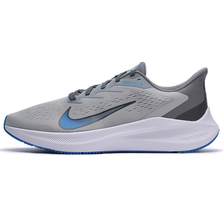 Nike Zoom Winflo 7 Woven Air Cushion Comfortable Trendy Mesh Shock Absorption Non-Slip Low-Top Casual Running Shoes Men Sneakers Gray Blue CJ0291-014