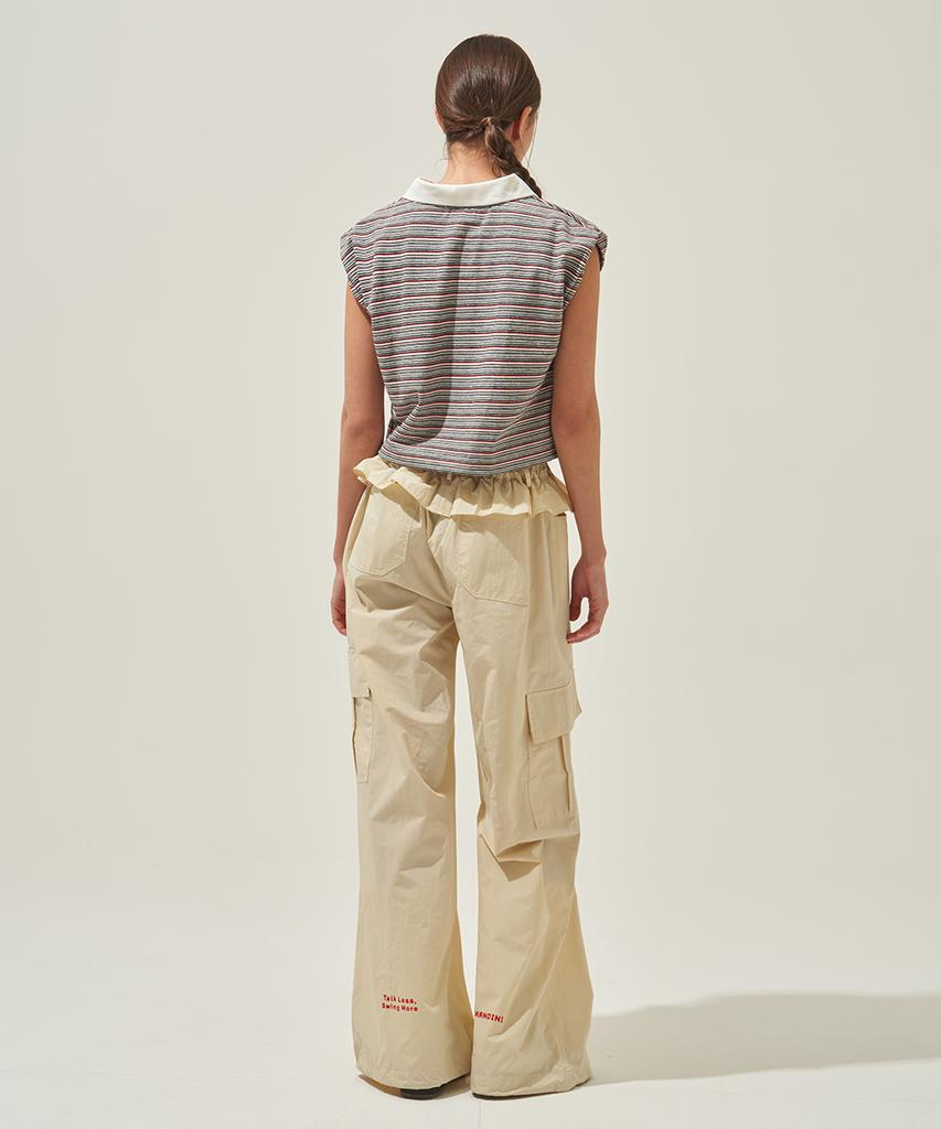 KANDINI Beige Wind Ruffle Pocket Pants