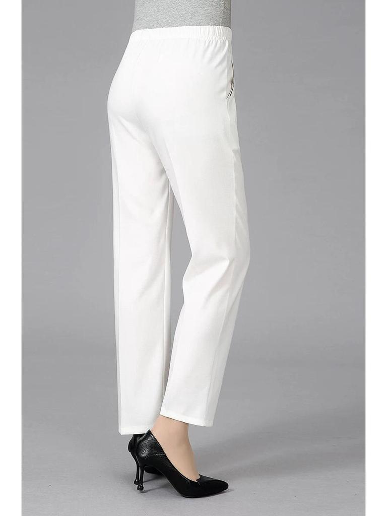 Льняные женские летние брюки с эластичной талией — повседневный стиль для мам среднего и пожилого возраста