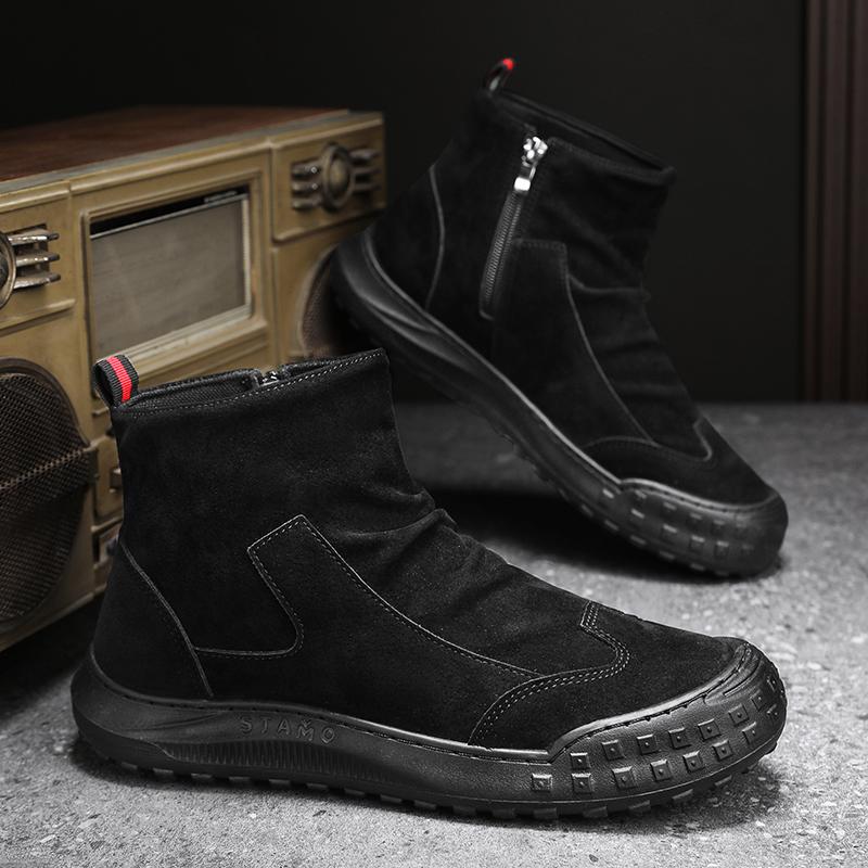 Autumn Winter Men's Boots High Top Leather Shoes Men's Ankle Boots Fashion Comfortable Motorcycle Boots Platform Boots Man