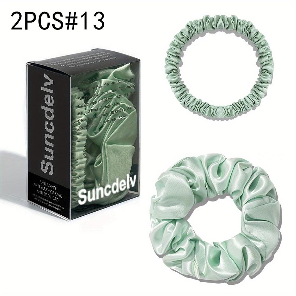 2 шт. 100% натуральный шелк однотонные резинки для волос высокого качества резинки для волос 22Momme женские большие повязки для волос аксессуары для волос маленькие+большие