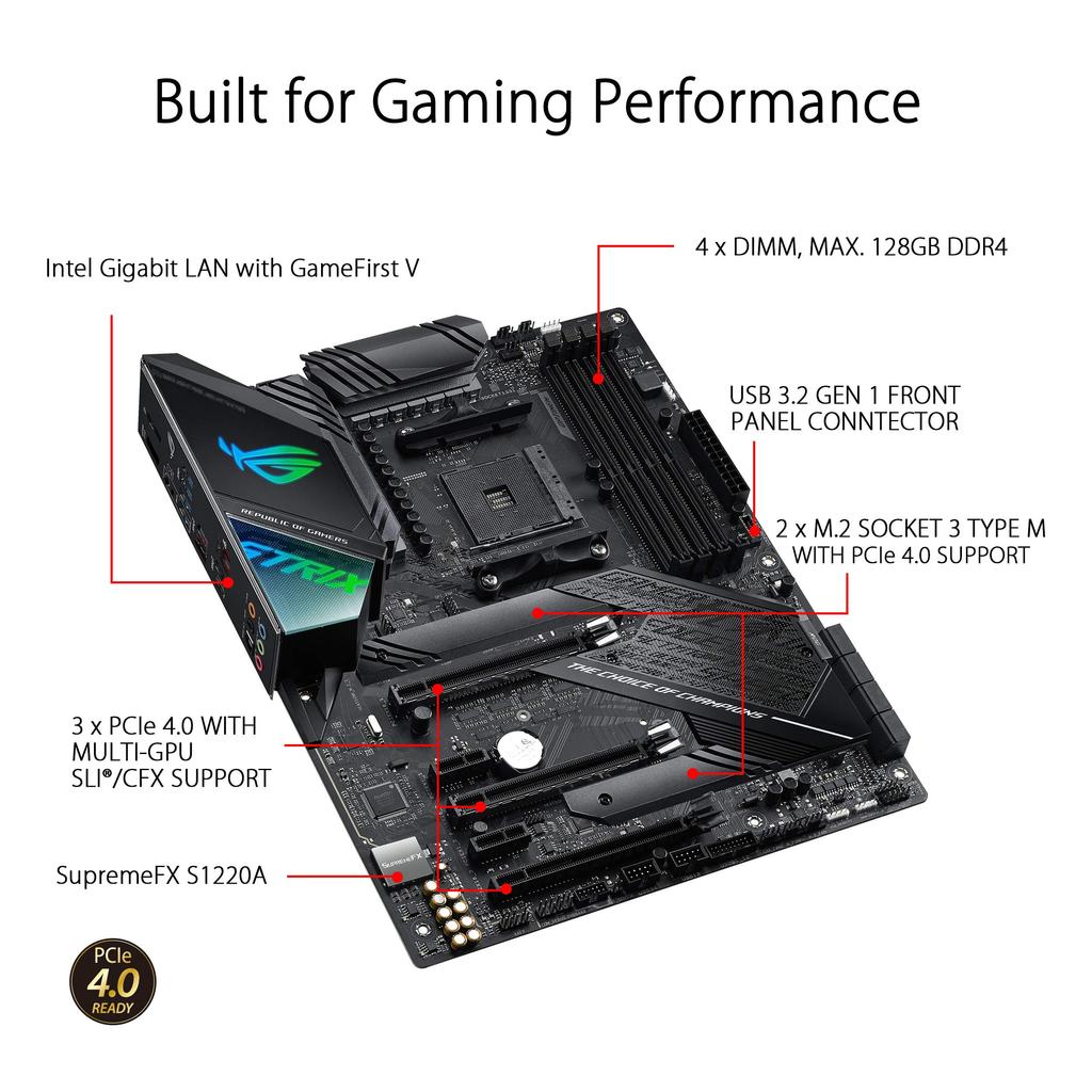 Материнская плата ASUS AMD AM4 совместимая ROG STRIX GAMING X570-F [ATX]