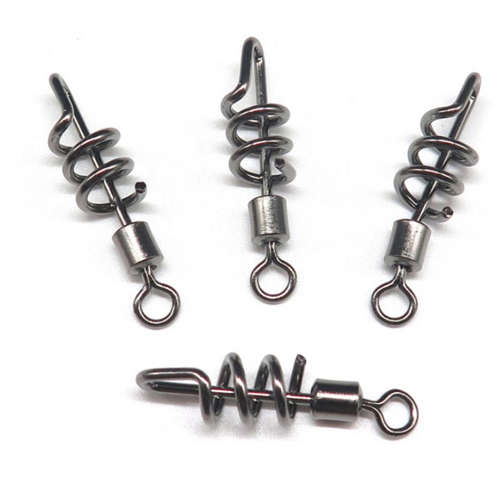 10Pcs Fishing Hooks Snap Swirl Connectors Rolling Rings Wire Leader Swivels