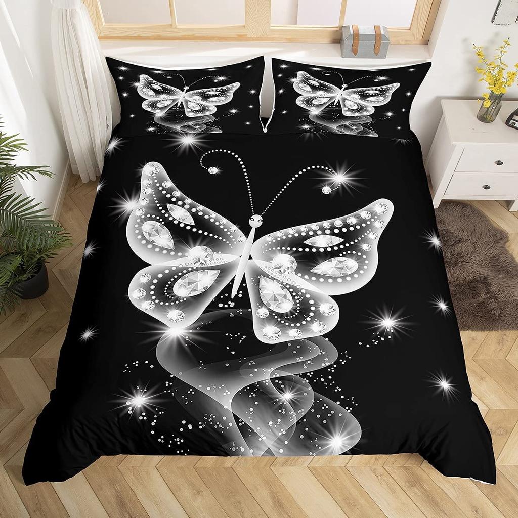 Комплект пододеяльника с бабочками Размер Твин Кинг Романтический розовый цветочный комплект постельного белья Микрофибра Галактика Пододеяльник Для комнаты девушки женщины