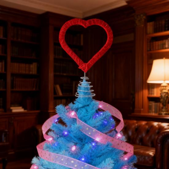 Heart Shaped Tree Topper for Valentine's Day Treetop Red Heart Decoration with Spring for Home Wedding Holiday Party Supplies