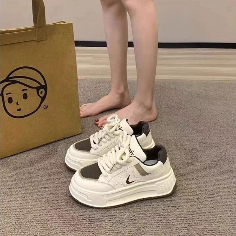 Весна Осень Массивные Женские Повседневные Туфли Мода Все-матч Студенческие Белые Кроссовки Высокое Качество Комфорт Увеличенные Вулканизированные Туфли