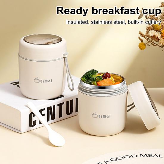 Изолированная чашка для супа Yousheng для горячей еды, детская вакуумная банка для еды из нержавеющей стали с ложкой, герметичный широкий горлышко, термоконтейнер для обеда