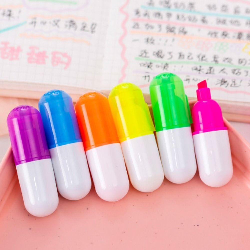 Pill Shape Highlighters Mini Student Stationery Cute Fluorescent Pen Office
