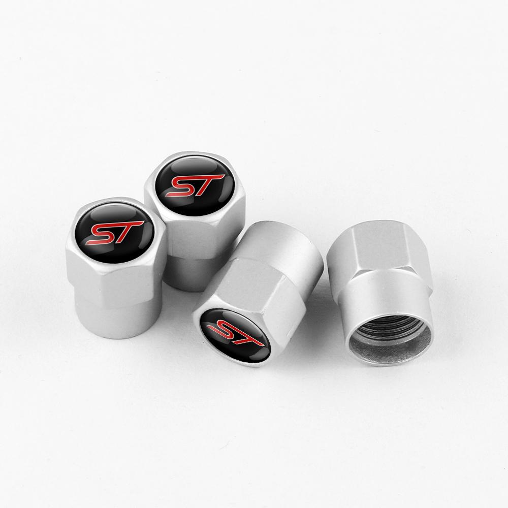 XXUI3 4pcs Car Styling Wheel Tire Valve Cap Air Stem Cover Badge Decoration For Ford Mustang ST Focus Mondeo Fiesta Kuga Accessories