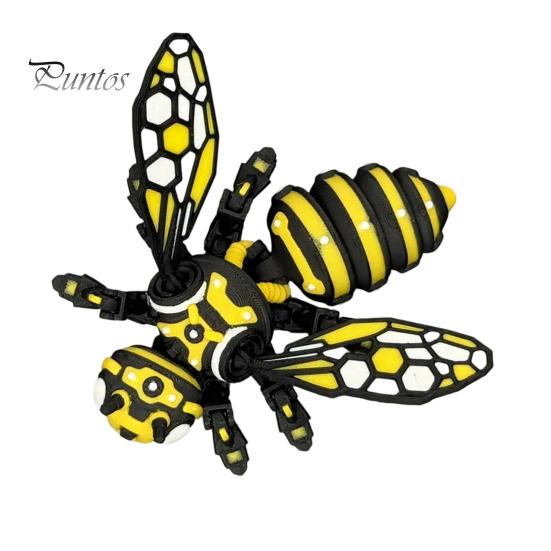 Unique Shelf Display Item 3D Printed Articulated Bee Figure Toy, Keychain Ornament, Posable Mechanical Customizable Poseable Insect Figurine