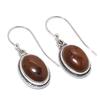 Натуральный обсидиан махагони драгоценный камень 925 проба стерлинговое серебро серьга 1.25" G5s33
