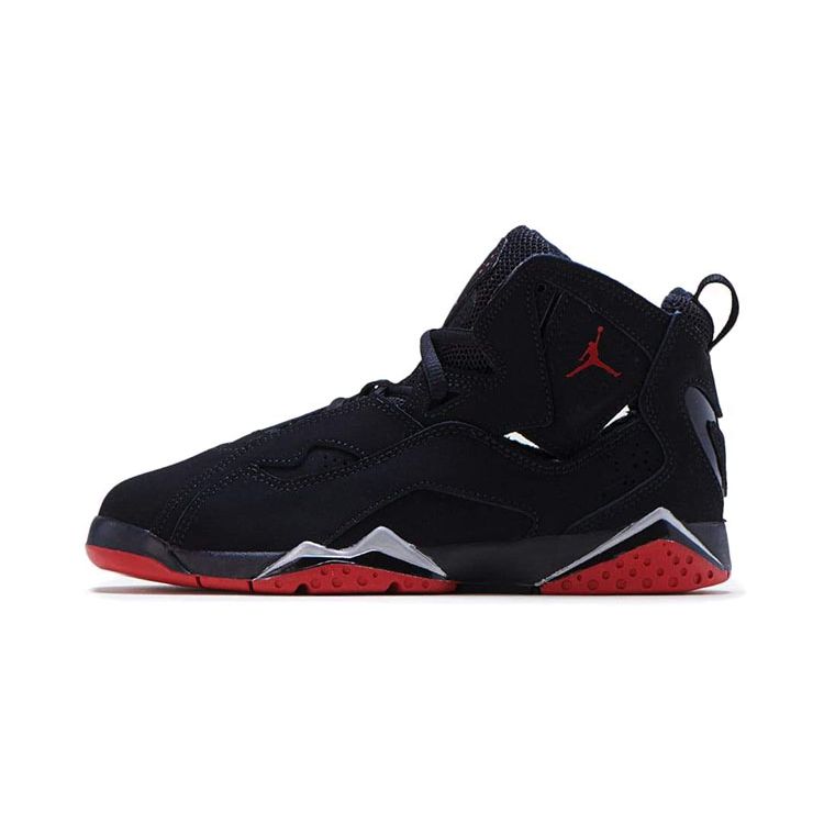 Jordan True Flight Lace-Up Round Toe Non-Slip Shock Absorbing Wear-Resistant High-Top Basketball Shoes Kids Sneakers Black Red 343796-062