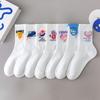 Симпатичные белые носки, комплект из 5 пар спортивных носков, хлопковые женские и мужские забавные носки с принтом Harajuku Y2k