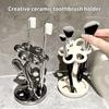 Toothbrush Holder Storage Stand High Stability Easy To Clean Compact Size Flower Shape Ceramic Storage