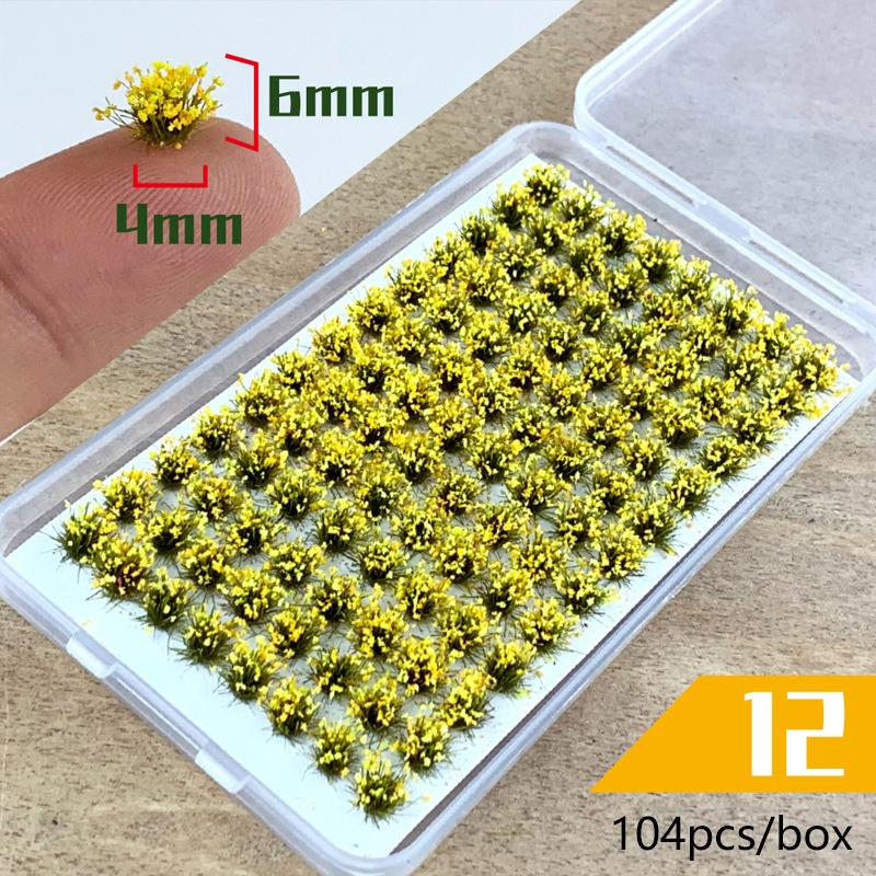 104pcs/box Static Grass Tuft Model Grass Tufts Terrain Model Kit Static Scenery Model Miniature Shrubs Bushes
