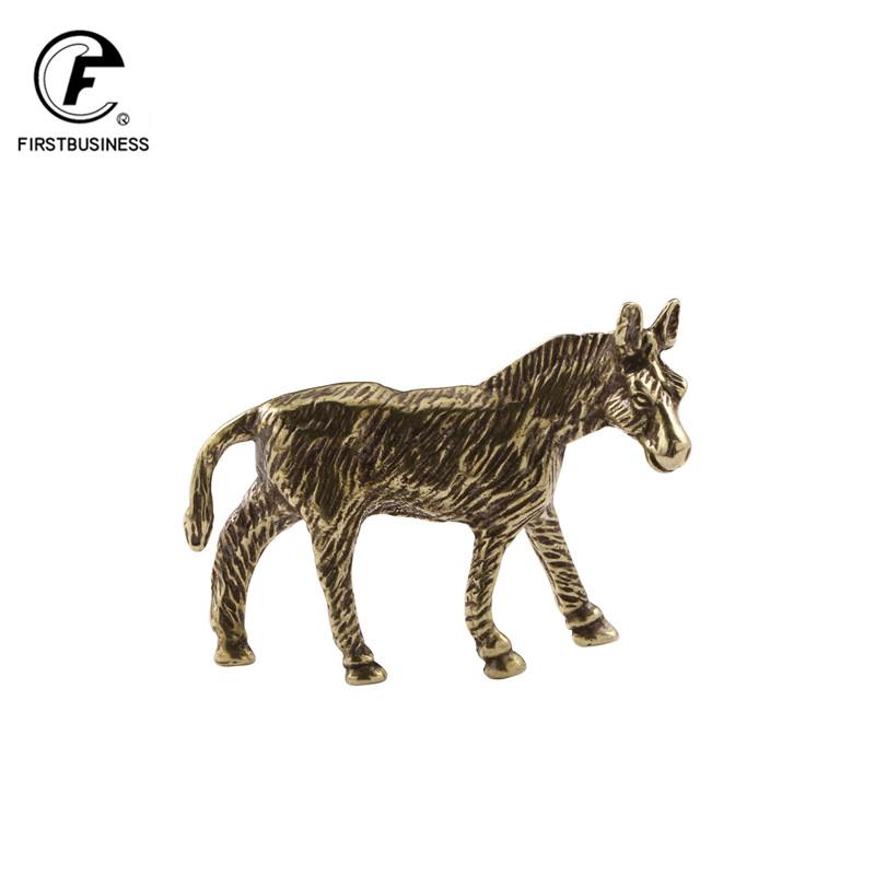 Маленькая фигурка осла из латуни, античная медь, животное Equus Asinus, миниатюрные фигурки, аксессуары для украшения дома и рабочего стола