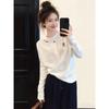 Slim Fit Long Sleeve White T-Shirt Women Korean Style Casual Top Round Neck Cotton Blend Base Layer