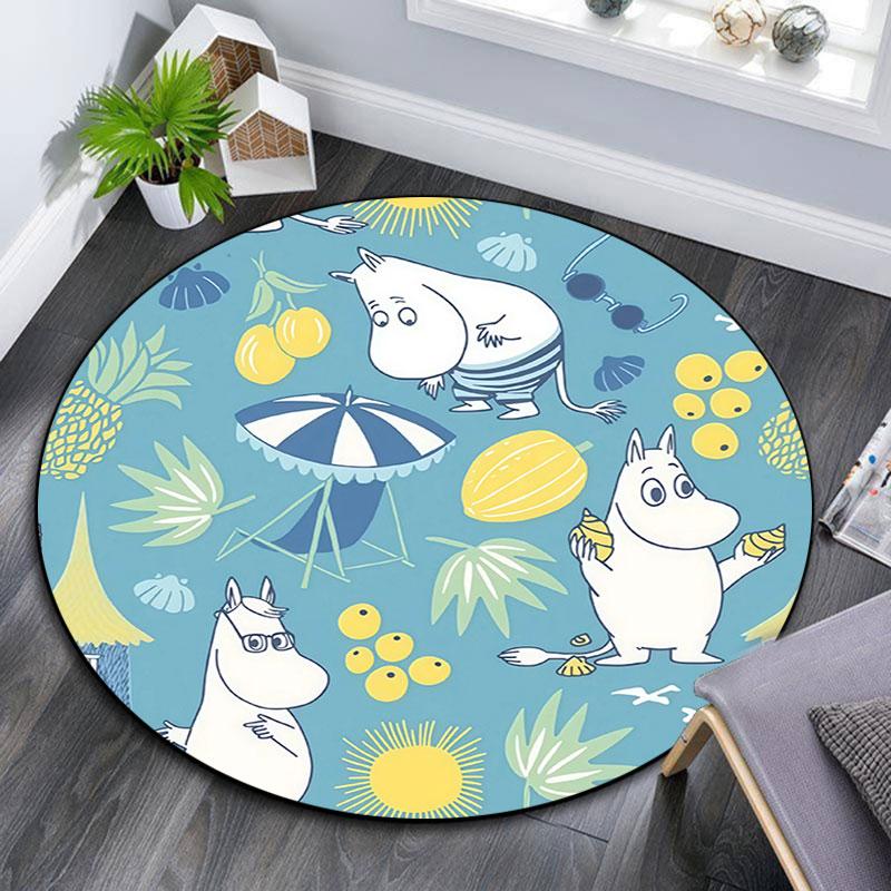Moomin,Round Area Rug,Carpet Rug for Living Room Bedroom Sofa Playroom Decor,Non-slip Floor Mat