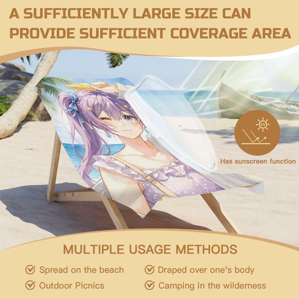 Hatsune Miku Anime Girl Microfiber Beach Towel Digital Print Quick Dry Large For Summer Pool Outdoor Travel Gift
