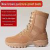 Мужские коричневые кожаные тактические походные ботинки: Дышащие высокие боевые и тренировочные ботинки для активного отдыха весной, осенью и зимой.