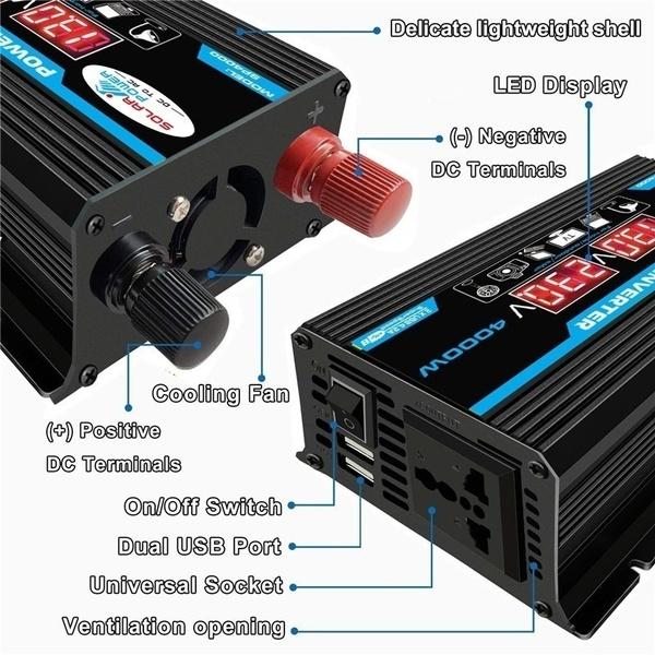 Car Inverter 4000W Power Inverter Voltage Convertor Transformer 12V To 110V/220V Inversor + LCD Display