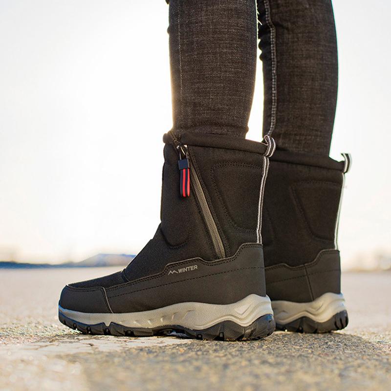 Зимние утепленные зимние сапоги, плюшевые теплые нескользящие и водонепроницаемые мужские и женские короткие хлопковые туфли на трубке